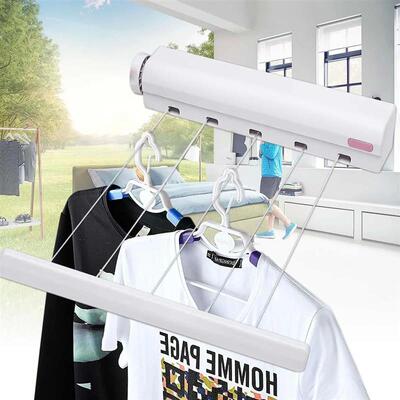 5 Line Retractable Clothes Airer Washing Line Laundry Wall M