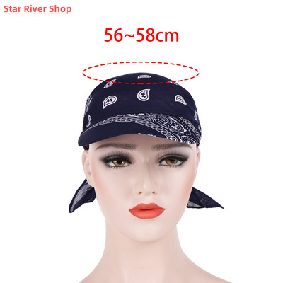 Women Cotton Head Scarf Visor Hat With Wide Brim Sunhat Summ