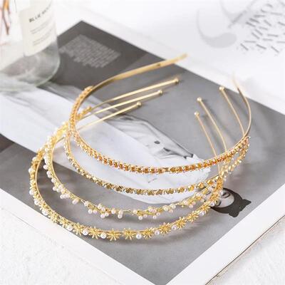 Womens Fashion Rhinestone Headband Pearl Alloy Hairband Vin