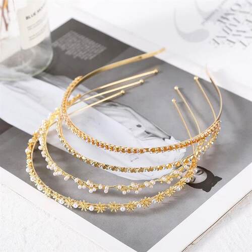 Womens Fashion Rhinestone Headband Pearl Alloy Hairband Vin