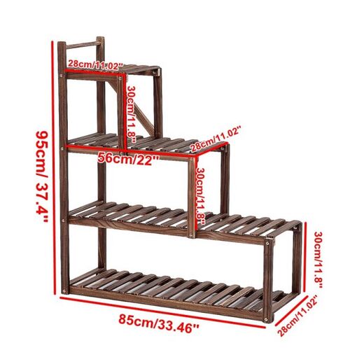 4-Tier Wood Flower Pot Plant Stand Shelf Home Garden Outdoor
