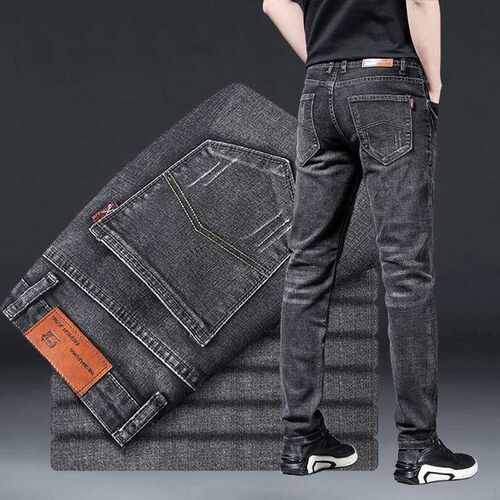 High-end Pants Mens tendy Stetch Slim-fit Straight Jeans Lo