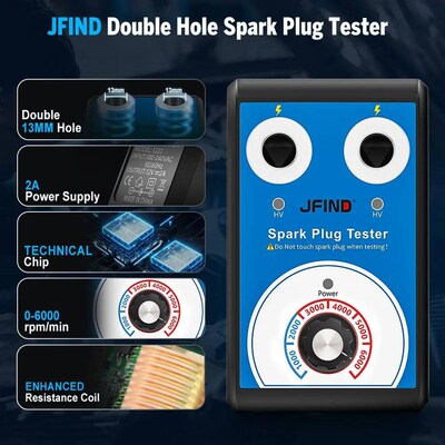 Spark Plug Tester Double hole Diagnostic Tool Car 12V Spark