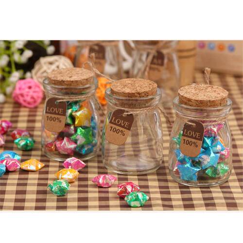 100ml Jam Jar Wish Glass Bottles Tiny Empty Clear Cork Glass