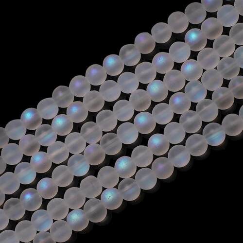 4 6 8 10mm Matte White Aurora Crystal Glass Beads Frosted Gl