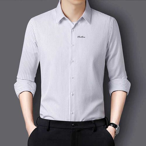 Blue Shirt Mens Long-Sleeved Business Non-Ironing Shirt Aut