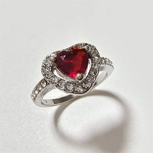 New Simple Classic Silver Color Heart Engagement Rings For W