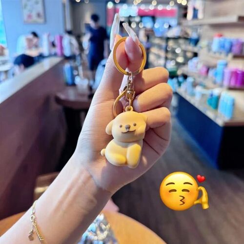 Couples magnetic line puppy keychain will never leave, cute