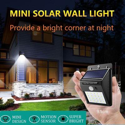20 LED Mini Solar Outdoor Light Wall Lamp Human Body Inducti