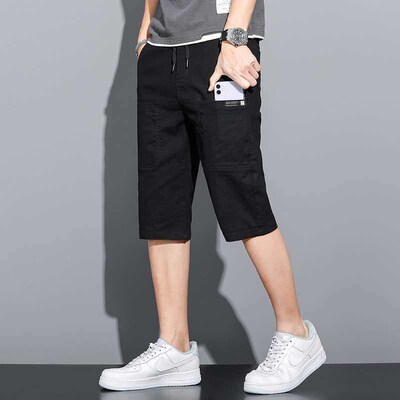 Six-pocket Casual Shorts Mens Elastic Waist Loose Multi-bag