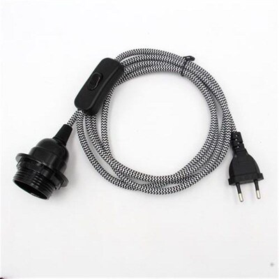 220V AC European Plug Power Cord Vintage Fabric Covered With