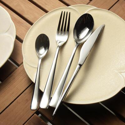 Square Handle Mirror Cutlery Set Stainless Steel Knife Fork