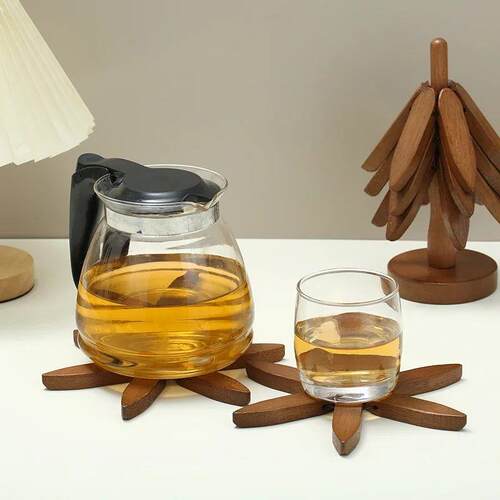 4PCS Bamboo Wooden Tree Design Stand Table Mat Coaster Wood