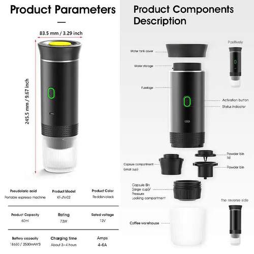USB Rechargeable Portable Coffee Maker for Capsules 3-In-1 C