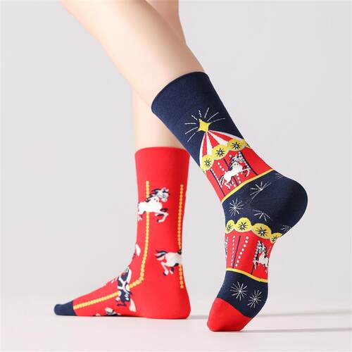 Christmas Gift New Year Socks Merry-go-round Couple Socks