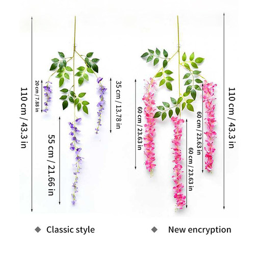 12Pcs Wisteria Artificial Flower Rattan Wreath Arch Wedding