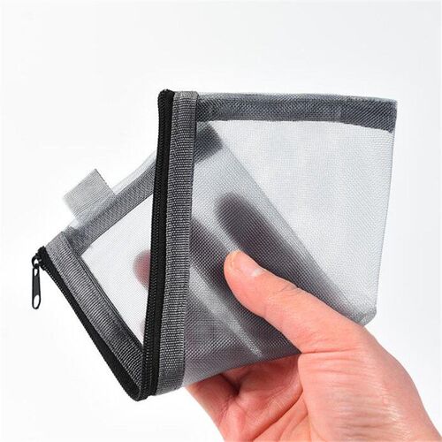 Simple Transparent Zipper Pencil Case Mesh Cosmetic Storage