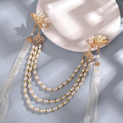 Pearl Tassel Hairpins Chinese Hanfu Hair Accessories For Wom