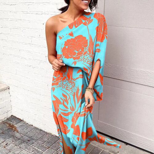 Beach One Piece Summer Dresses 2023 Women Loose Shoulder Wai
