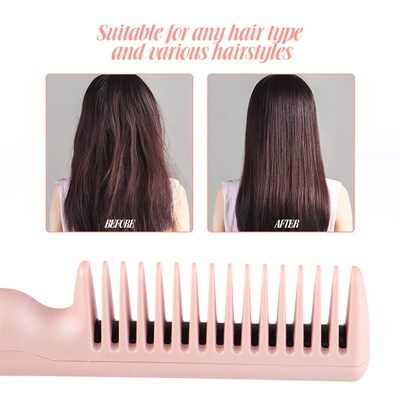 Electric Hair Straightener Brush Comb Mini Hair Curler Fast