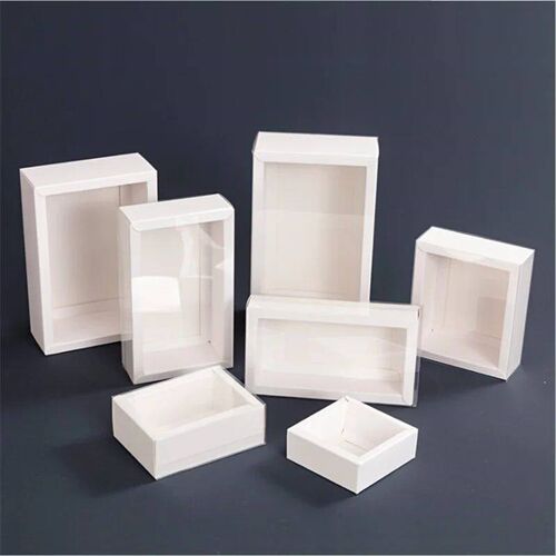 10Pcs Kraft Gift Box With Clear PVC Window Cookie Cake Candy