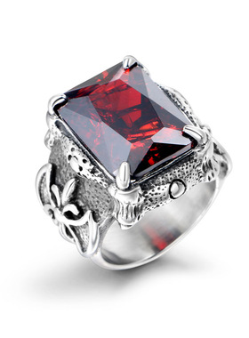 Mens ring ring titanium steel casting overlord retro Ruby i