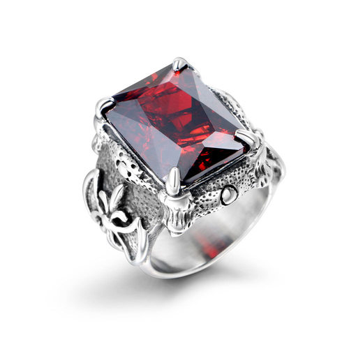 Mens ring ring titanium steel casting overlord retro Ruby i