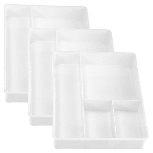 3 Pcs Divided Storage Tray Stationery Organizer for Drawers