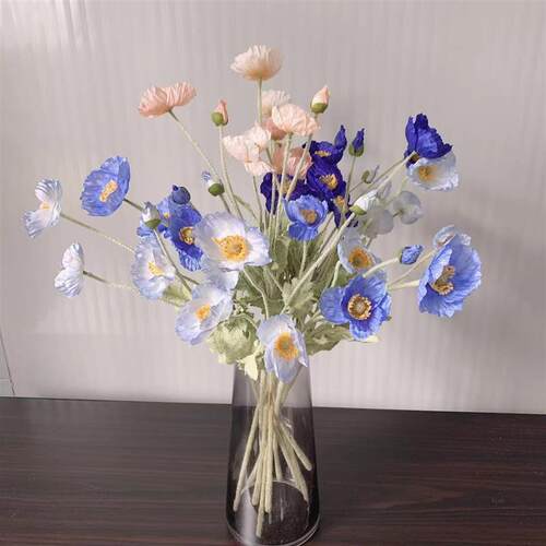 Artificial Flowers Fake Poppy Silk Flowers Long Stem Housewa