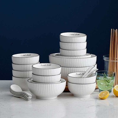 Celebrity White Elegant Black Line Dishes Set Household Dini