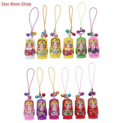 12pcs/lot Wooden Russian Matryoshka Doll Fashion Keychain Pe