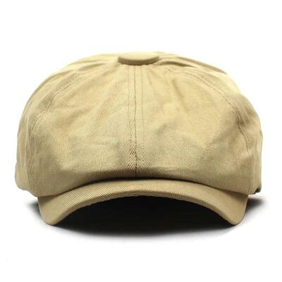 Solid Cotton Newsboy Caps Men Flat Peaked Cap Women Painter