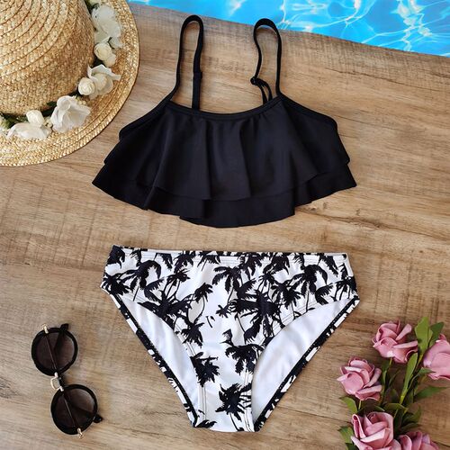 5-14 Years Girl Swimsuit Kids Tropical Avocado Print Teenage