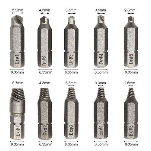 10 PCS Damaged Screw Extractor Kit Drill Bit For Broken