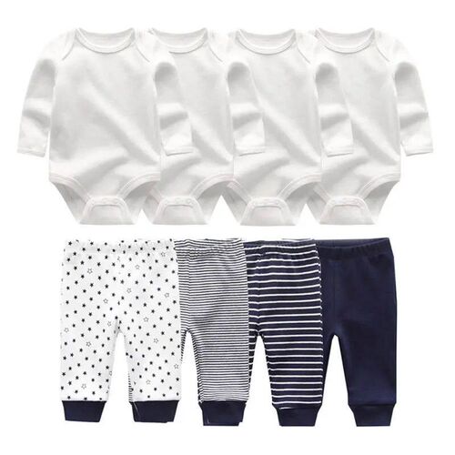 8 Pcs/Lot Bodysuits+Pants Baby Boy Girl Clothing Set Long Sl