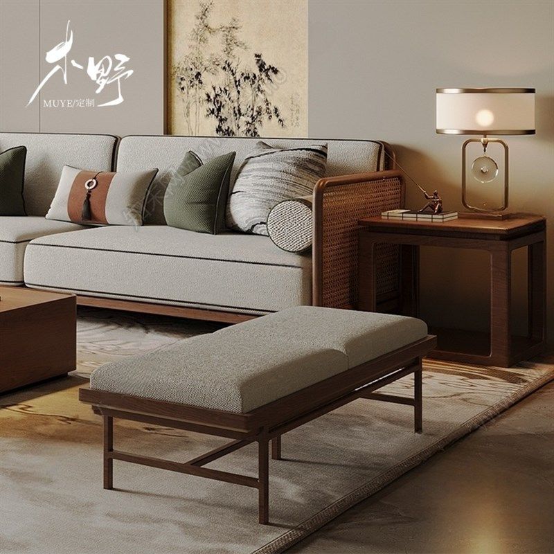 中古风实木沙发宋代美学客厅酒店会所售楼处民宿别墅藤编沙发定制,住宅家具,实木沙发,淘宝优惠券,粉丝福利购,淘宝优惠卷