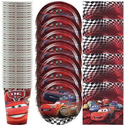 60pcs/lot Cars Lightning McQueen Theme Tableware Set Birthda
