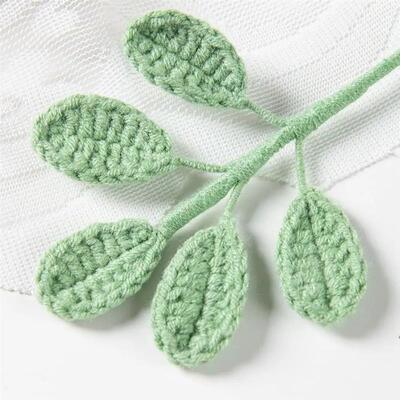 1pc Artificial Handmade crochet yarn green leaf Outdoor gard