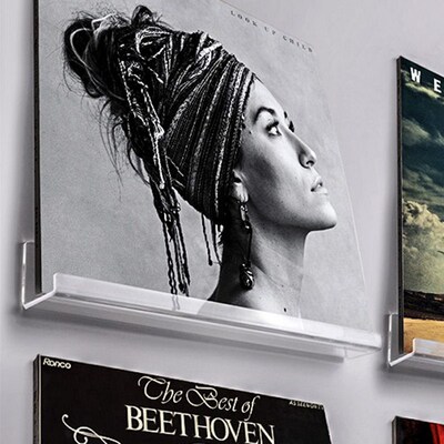 2/6/8/10pcs Transparent Acrylic Record Shelf Stand Wall Moun