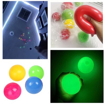sticky wall balls globbles ceiling squeeze ball glow in dark