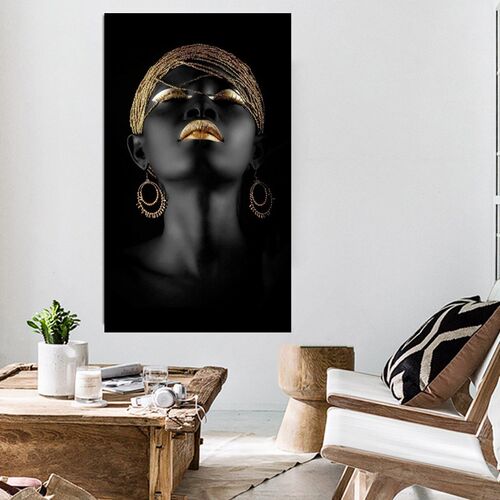 Canvas Painting Wall Art Pictures prints Black woman on canv
