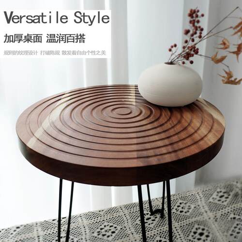 Small round table mobile coffee table foldable storage rack
