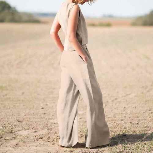 outfit matching women for piece two pants and sleeveless