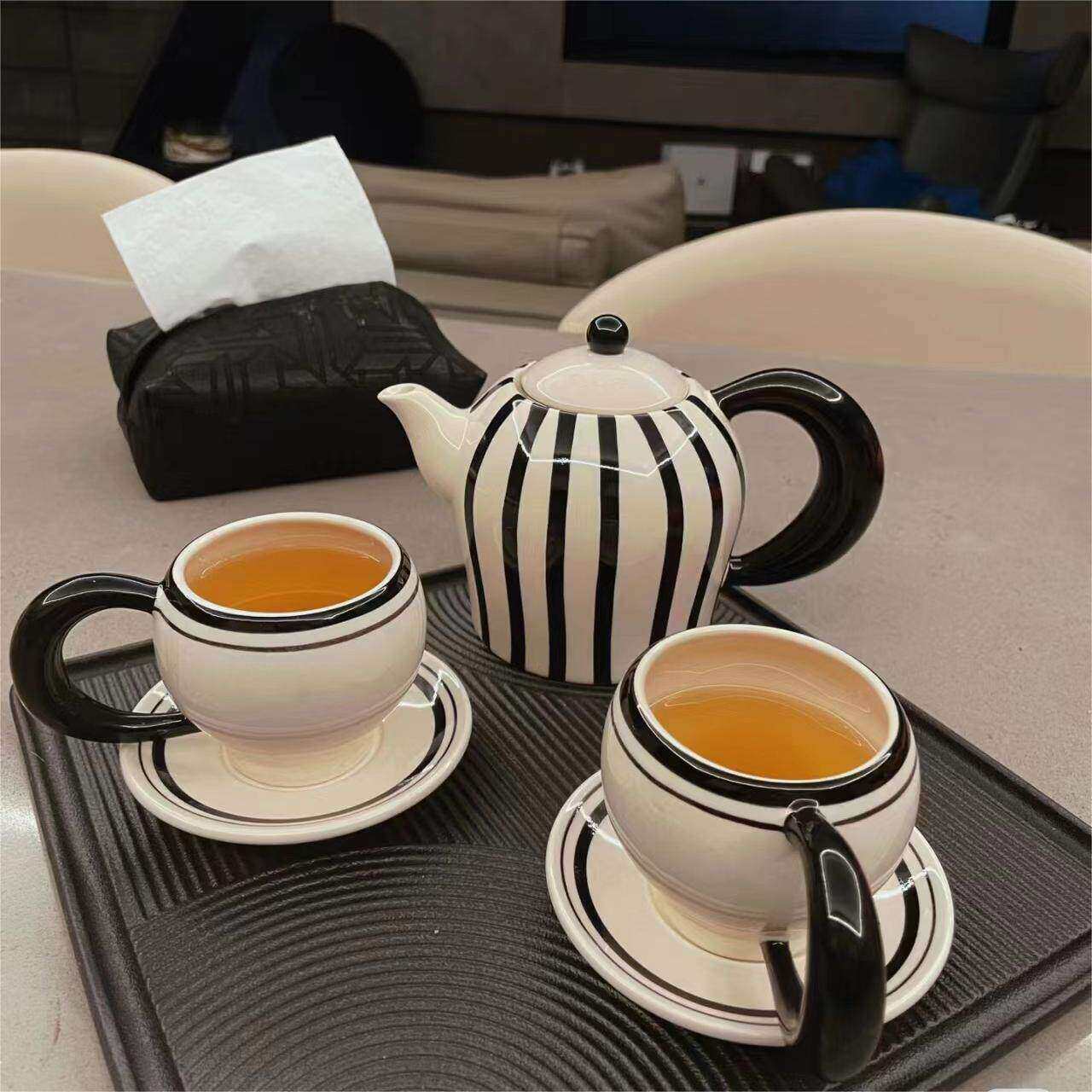 创意中古花茶具复古风家用冷水水壶套装下午茶情侣咖啡杯碟套装