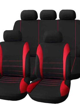 黑色腰线款四季通用五座汽车布艺座椅套9件套速卖通wish带线缝