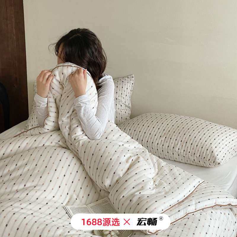 全棉色织酵洗云感被子被芯蚕丝蛋白被家用春秋被冬被纯棉宿舍单人,3C数码配件,其它配件,淘宝优惠券,粉丝福利购,淘宝优惠卷