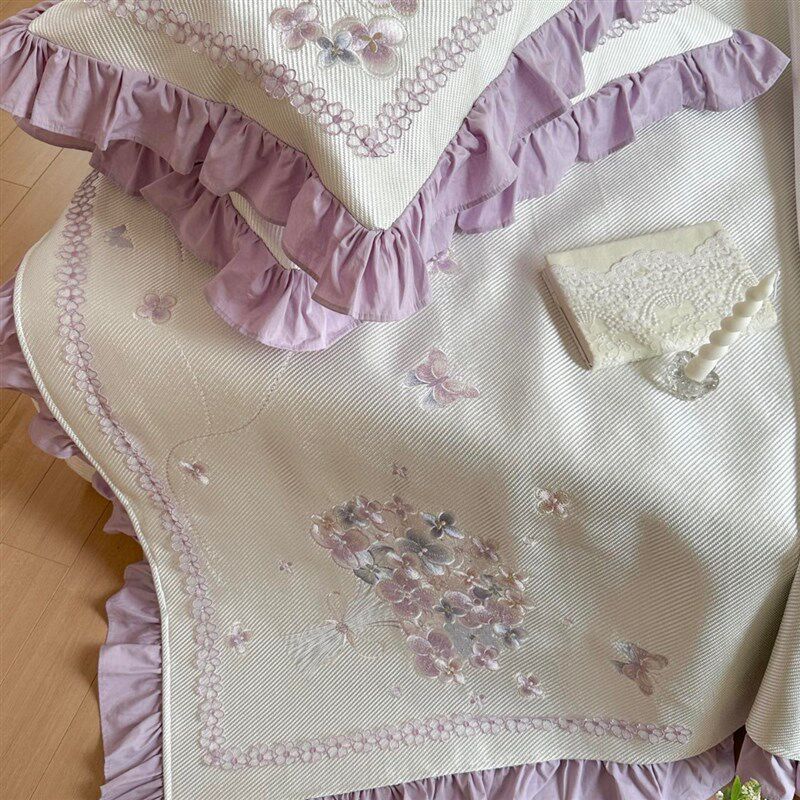 新款高档刺绣床裙冰丝凉席三件可机洗透气空调软席韩式1.5/1.8m,床上用品,冰丝席,淘宝优惠券,粉丝福利购,淘宝优惠卷