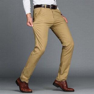 Mens Pants Cotton Casual  Stretch Male Trousers Long Straigh