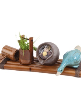 小型陶瓷鱼缸自制出水口diy装饰循环吐水流水器摆件水族箱微景观