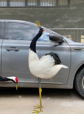 仿真丹顶鹤羽毛仙鹤白鹭 园林景观装饰橱窗家居摆件 场景摄影道具